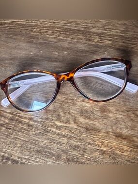 Lulu Guinness Tortoise Cat Eye Eyeglass Frames Pink Temples 53-15-145